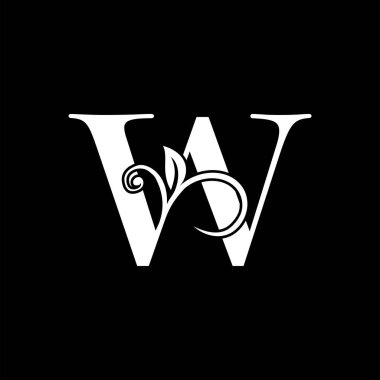 Lüks Mektup W Yaprak Yaprak Simgesi, marka kimliği için klas monogram vektör tasarımı konsepti