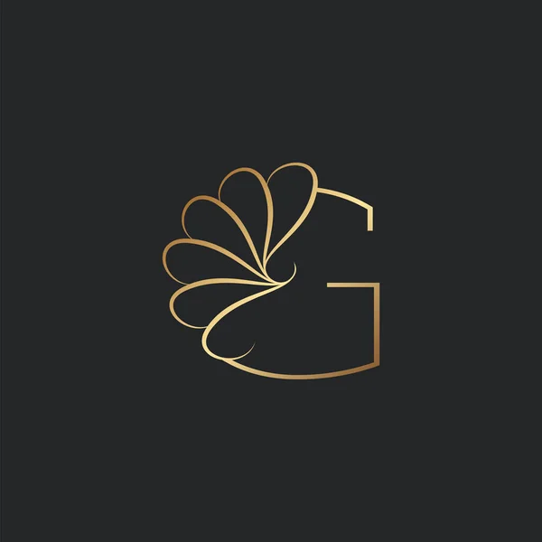 Modern Altın Lüks Harf Logosu Zarif Alfabe Vektörü Doğa Çiçeği — Stok Vektör