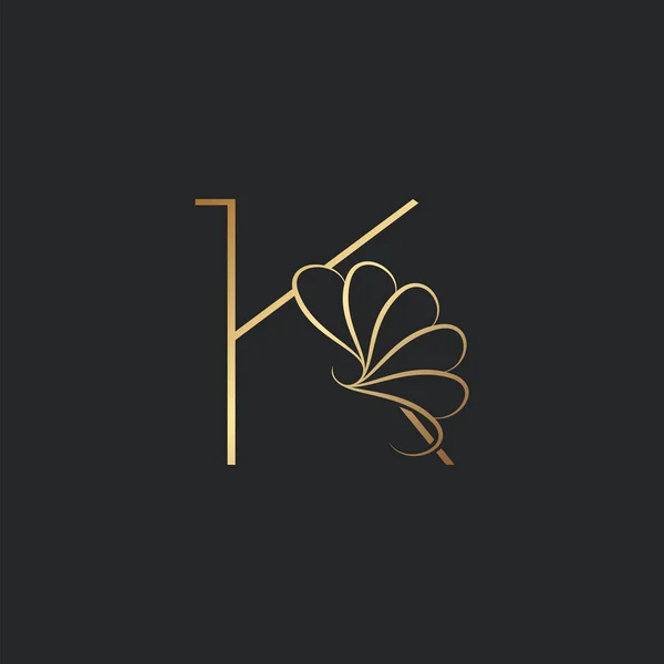 现代金奢侈品K字母标志 典雅字母矢量自然花卉风格 — 图库矢量图片