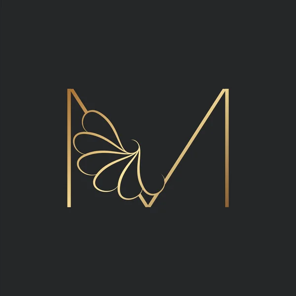 现代金银花M字标志 典雅字母矢量自然花卉风格 — 图库矢量图片