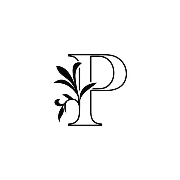 Outline Bloemblaadjes Letter Luxury Logo Pictogram Zwart Wit Vector Ontwerp — Stockvector