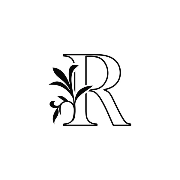 Umriss Blumenblätter Buchstabe Luxury Logo Icon Schwarz Weiß Vektor Design — Stockvektor