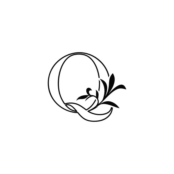 Контур Цветочные Листья Письмо Роскошный Логотип Икона Черно Белый Векторный — стоковый вектор