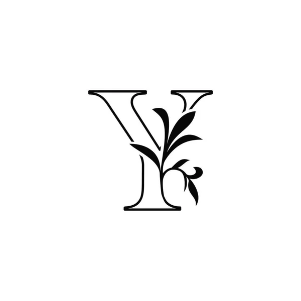 概要花の葉文字Y高級ロゴアイコン 黒と白のベクトルデザインコンセプト自然葉の頭文字 — ストックベクタ