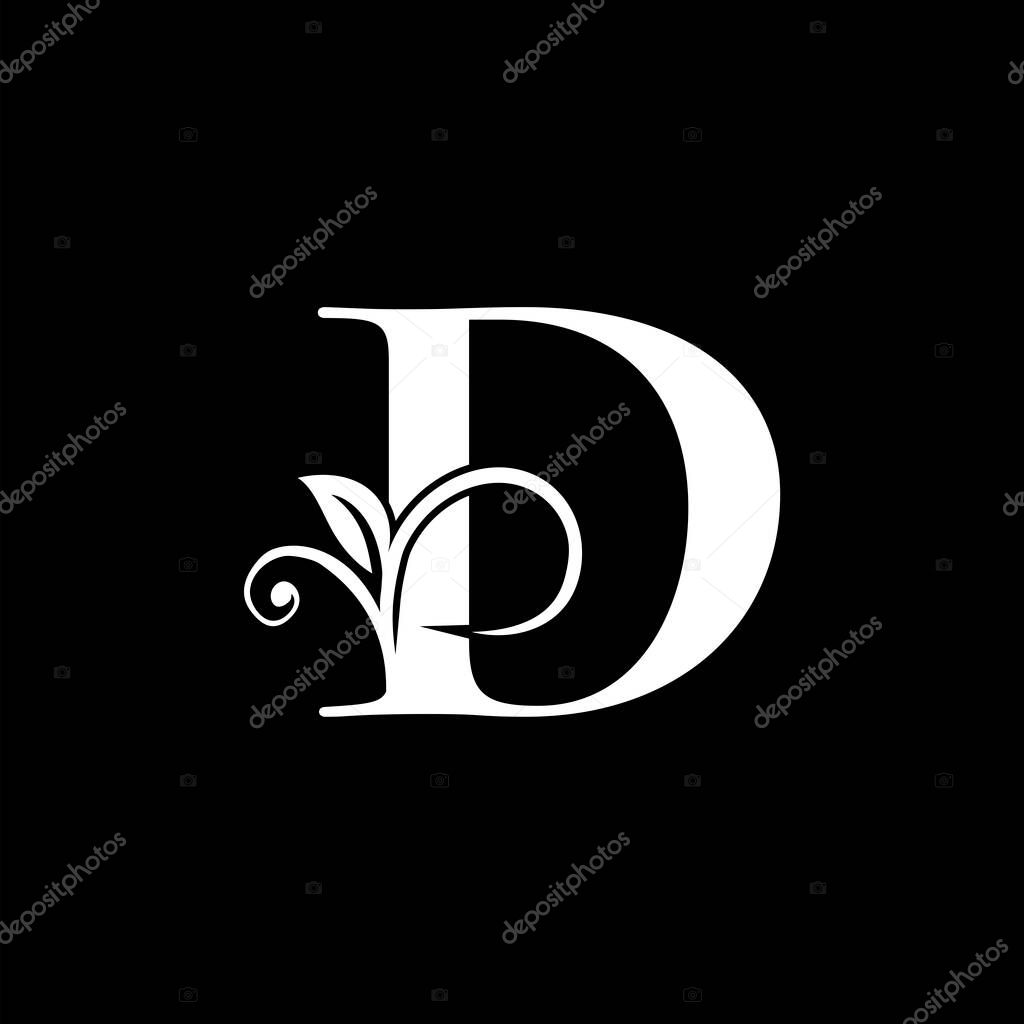 Luxury Letter D Floral Leaf Logo Icon, Classy monogram vector design concept for brand identity