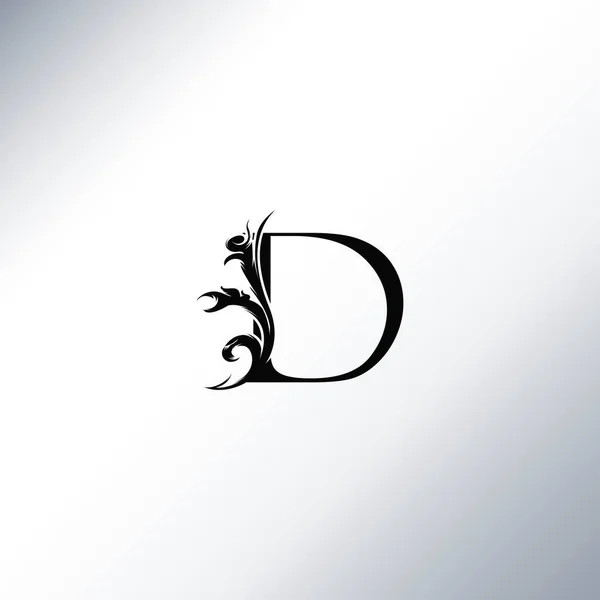 アール デコ高級Dレターロゴ 花のモノグラム 美しいアルファベットフォント ヴィンテージスタイルのアール — ストックベクタ