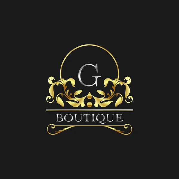 Elegante Graceful Golden Luxury Logo Plantilla Vector Elegancia Hecha Amplio — Vector de stock