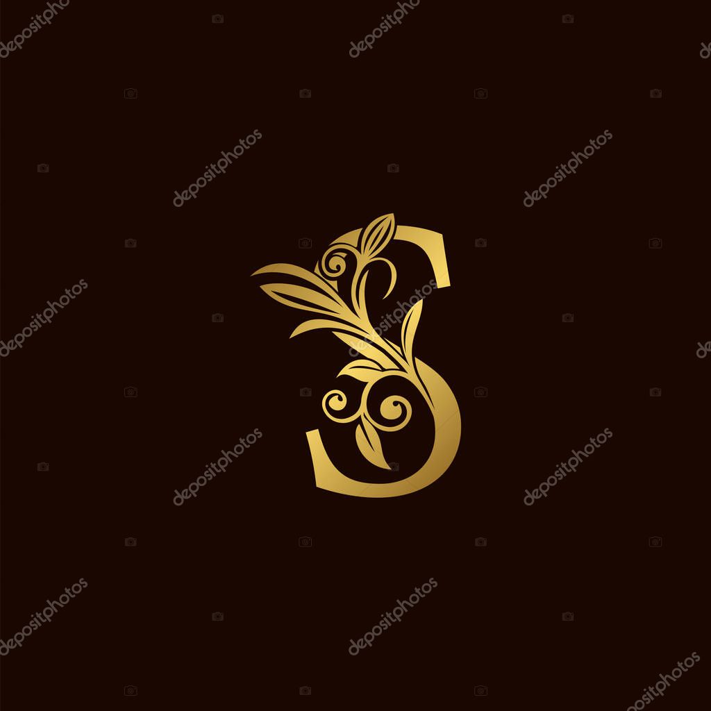 Gold Nature Leaf S Luxury Letter Logo Concept. Elegant floral style with alphabet font vector design template.