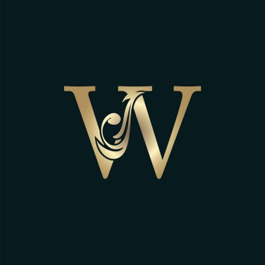 Altın Heraldik Harf W Logosu Lüks Çiçek Alfabesi Vektör Tasarım Biçimi.