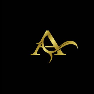 Minimalist Altın Harf Logosu, Lüks Alfabe Vektör Tasarım Biçimi.