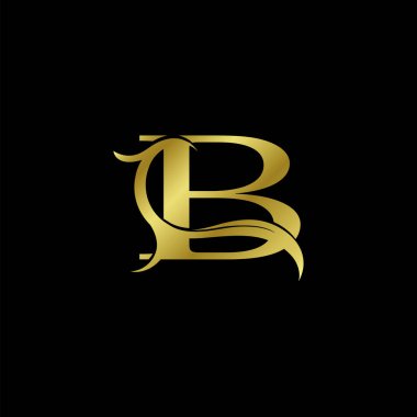 Minimalist Altın B Harf Logosu, Lüks Alfabe Vektör Tasarım Biçimi.