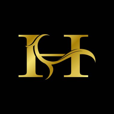 Minimalist Altın H Harf Logosu, Lüks Alfabe Vektör Tasarım Biçimi.