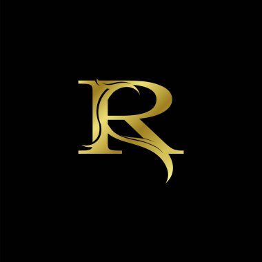 Minimalist Altın R Harfi Logosu, Lüks Alfabe Vektör Tasarım Biçimi.
