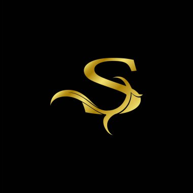 Minimalist Altın S Harfi Logosu, Lüks Alfabe Vektör Tasarım Biçimi.
