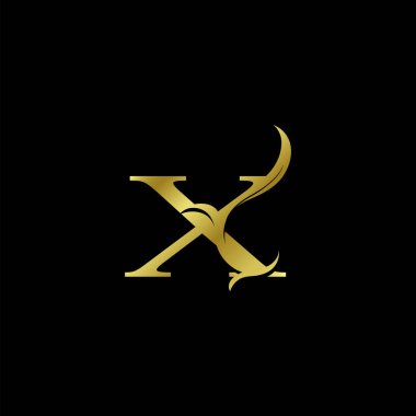 Minimalist Altın X Harf Logosu, Lüks Alfabe Vektör Tasarım Biçimi.