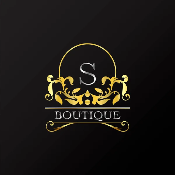 Stylové Elegantní Logo Golden Luxury Elegance Vektorová Šablona Široké Stříbrné — Stockový vektor