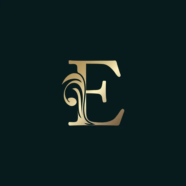 Logo Héraldique Doré Lettre Avec Style Conception Vecteur Alphabet Floral — Image vectorielle