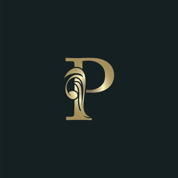Golden Heraldic Letter Logo Met Luxe Bloemen Alfabet Vector Design — Stockvector