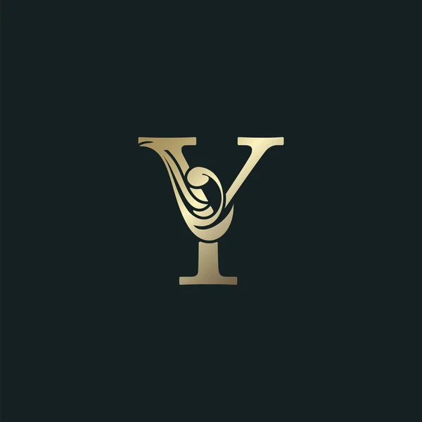 Golden Heraldic Letter Logo Met Luxe Bloemen Alfabet Vector Design — Stockvector