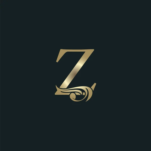 带有华丽花序字母向量设计风格的金色纹章字母Z标志 — 图库矢量图片