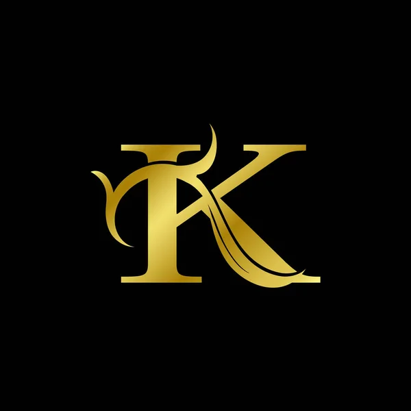 极简主义金K字母标志 豪华字母矢量设计风格 — 图库矢量图片