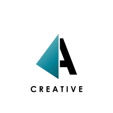 Geometrik üçgen şekilli Tekno Böl Yarım Harf A Logo Vektörü Tasarım Şablonu.