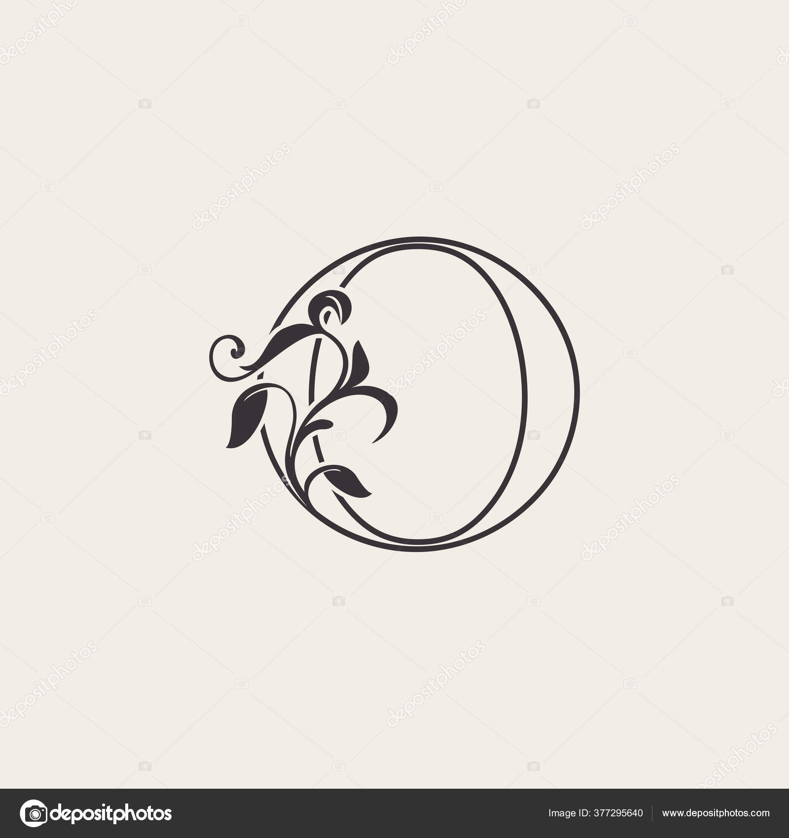 Graceful Floral Letter Luxury Logo Icon Black White Outline Simple Stock Vector Image By C Simpen 377295640