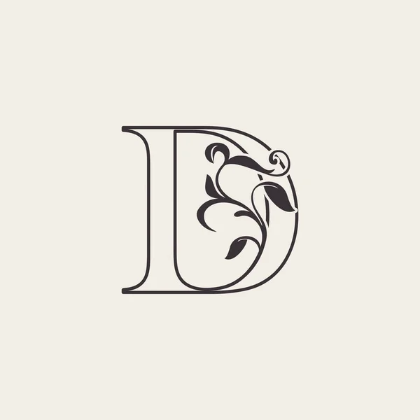 Graceful Floral Letter Luxury Logo Icon Черно Белый Контур Простой — стоковый вектор