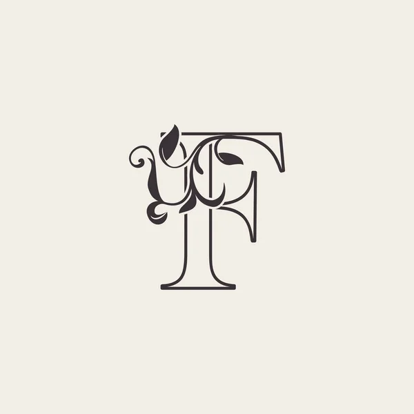 Graceful Floral Letter Luxury Logo Icon Черно Белый Контур Простой — стоковый вектор