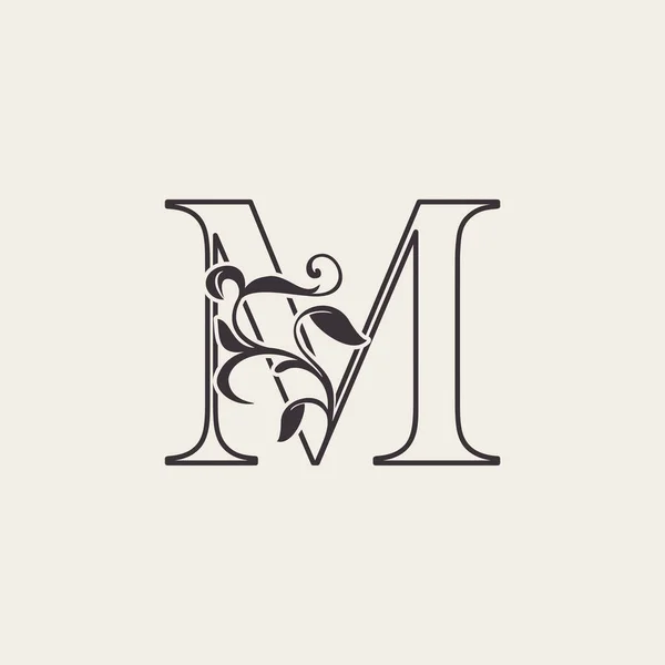 Graceful Floral Letter Luxury Logo Icon Черно Белый Контур Простой — стоковый вектор