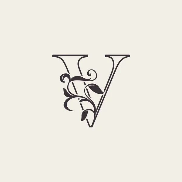 Graceful Floral Letter Icono Logotipo Lujo Esquema Blanco Negro Simple — Vector de stock