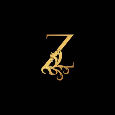 Zarif Lüks Mektup Z altın logo vektör tasarımı, sanat dekorasyonu tarzında alfabe yazı tipi.