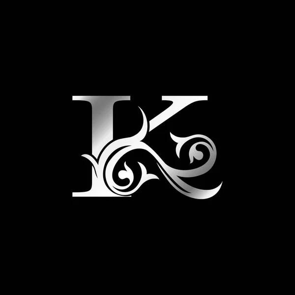 Icône Logo Feuille Florale Lettre Luxe Baroque Concept Conception Vectorielle — Image vectorielle