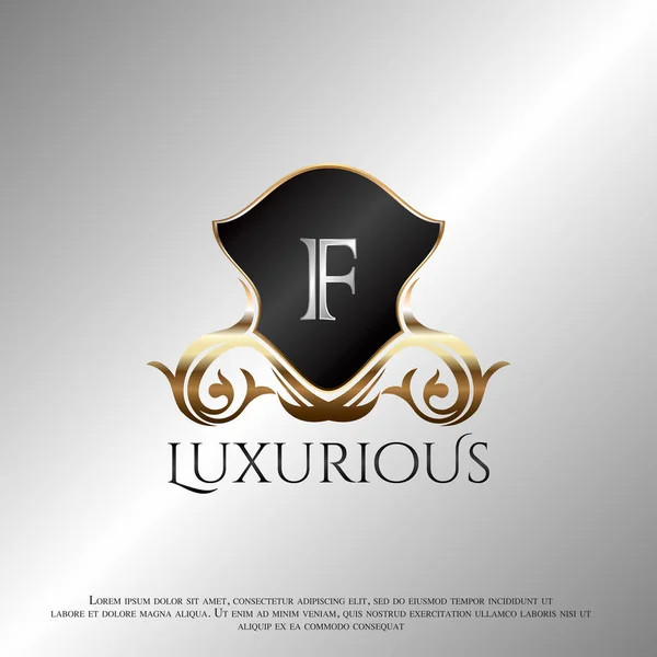 Deco Shield Luxury Letter Golden Logo Icon Template Vector Design — 스톡 벡터