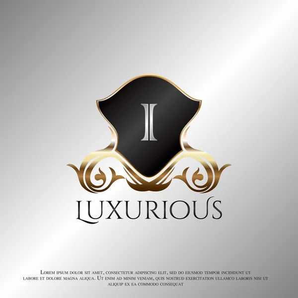 Deco Shield Luxury Letter Design Vetores Ícone Logotipo Dourado —  Vetores de Stock