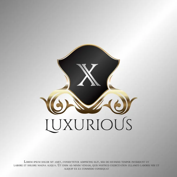 Deco Shield Luxury Logo Letter Golden Logo Σχεδιασμός Διάνυσμα Πρότυπο — Διανυσματικό Αρχείο