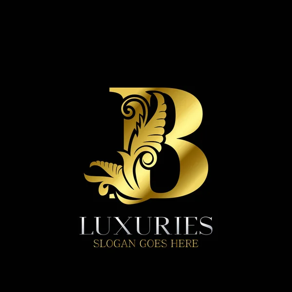 Luxo Decorativo Inicial Golden Letter Logo Design Template Vector — Vetor de Stock