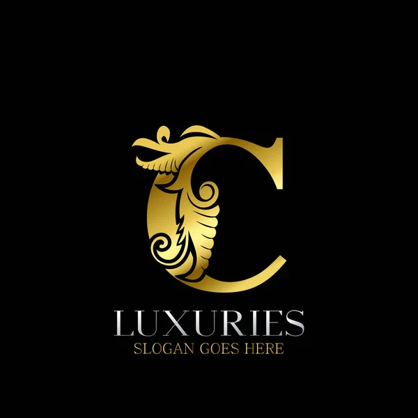 Initial Decorative Luxury Golden Letter Logo Design Template Vector — Stock Vector