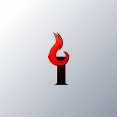 Hořící počáteční písmeno I pochodeň oheň plamen v grafickém stylu logo design šablony