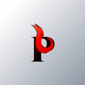 Égő kezdeti levél P Fáklya Tűz Láng művészeti stílus logó design sablon