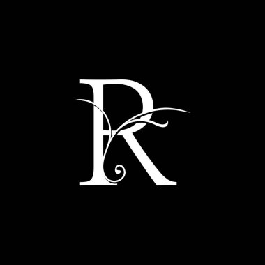 Minimalist R harfi Lüks Logo Tasarımı, vektör dekorasyon alfabesinin baş harfi basit çiçek stilinde..