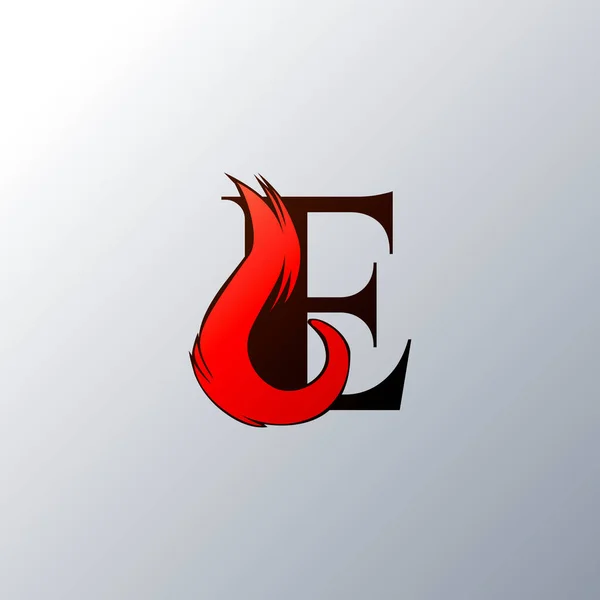 Első Égető Betű Torch Fire Flame Art Style Logo Design — Stock Vector