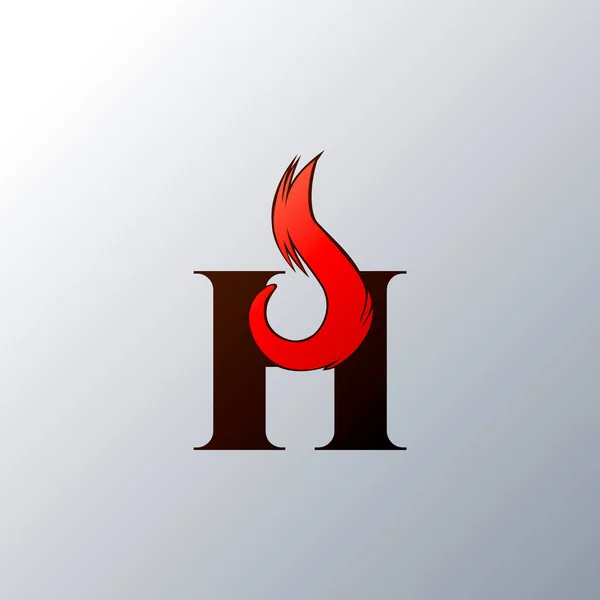 Burning Initial Letter Torch Fire Flame Art Style — стоковий вектор