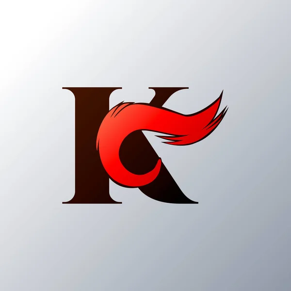 バーニング初期文字Kトーチ火災アートスタイルのロゴデザインテンプレートで炎 — ストックベクタ