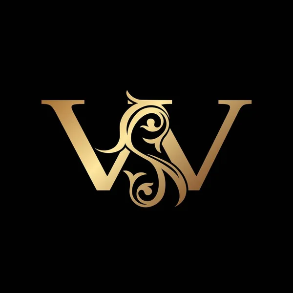 Luxus Arany Levél Floral Leaf Logo Ikon Classy Vintage Vektor — Stock Vector