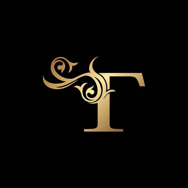 Letra Oro Lujo Floral Leaf Logo Icon Concepto Diseño Vectores — Vector de stock