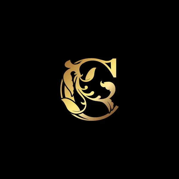 Floral Gold Luxury Letter Logo Design Elegance Alphabet Vector Nature — стоковий вектор