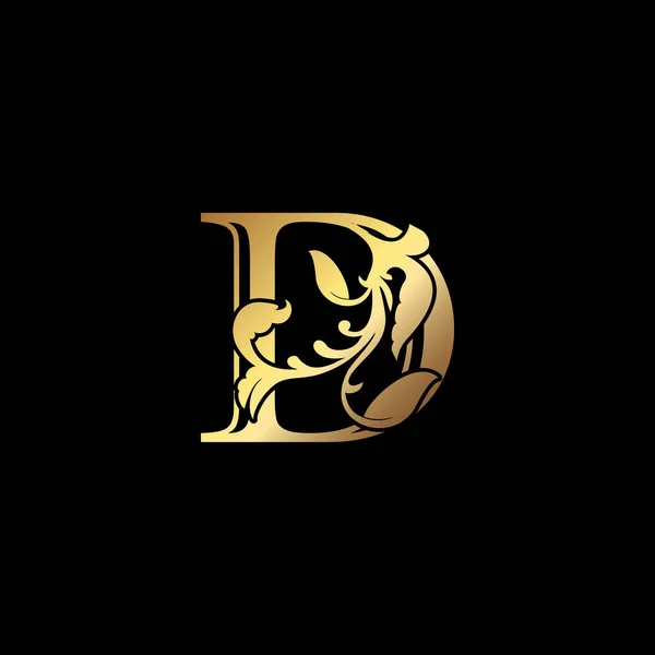 Blumen Gold Luxus Buchstaben Logo Design Eleganz Alphabet Vektor Natur — Stockvektor