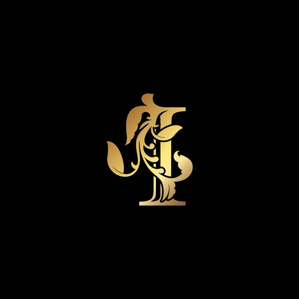 Floral Gold Luxury Letter Logo Design Elegantie Alfabet Vector Nature — Stockvector