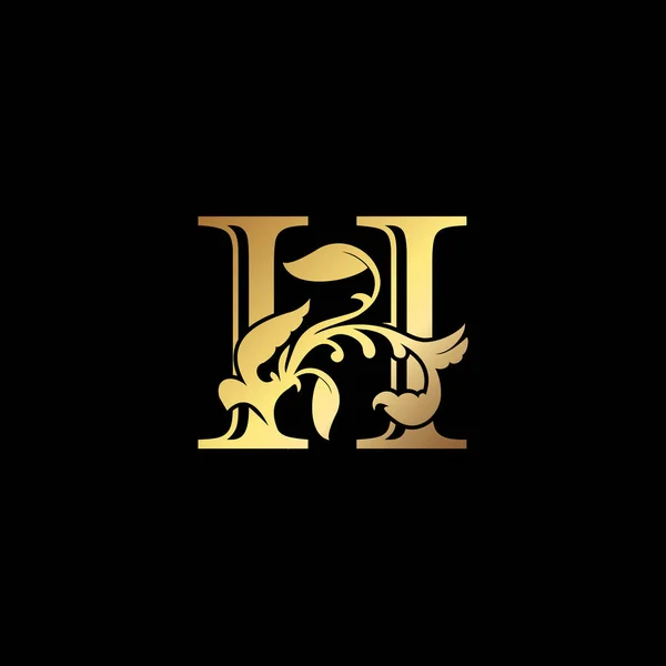 Floral Gold Luxury Letter Logo Design Élégance Alphabet Vector Nature — Image vectorielle